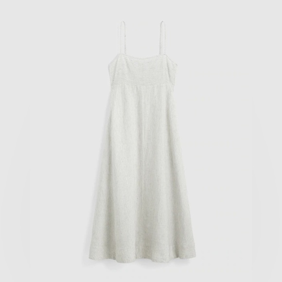 Madewell Striped Empire-Waist Midi Dress in 100% Linen - Picture 1 of 6